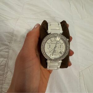 Michael Kors White and Silver Crystal Watch